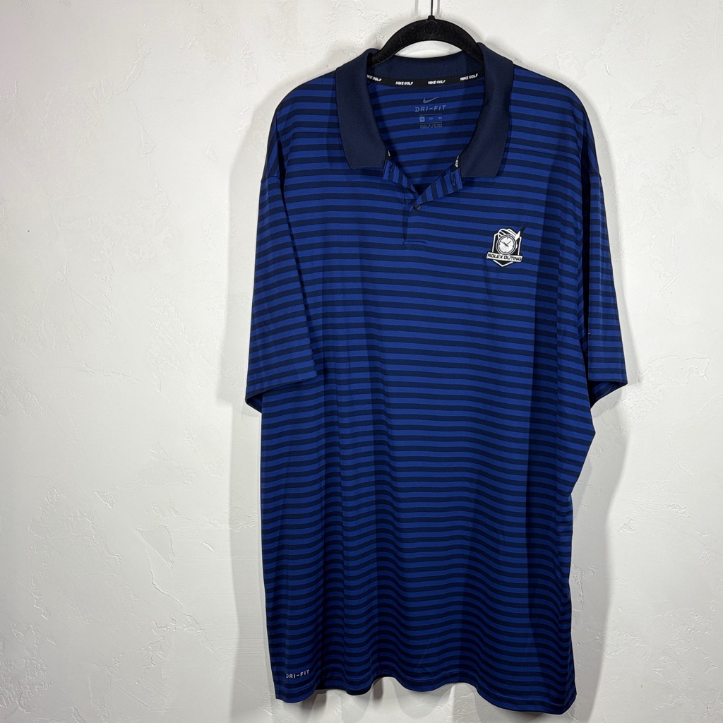 Nike Golf Rolex Outing Blue Striped Polo Shirt Size 3xl